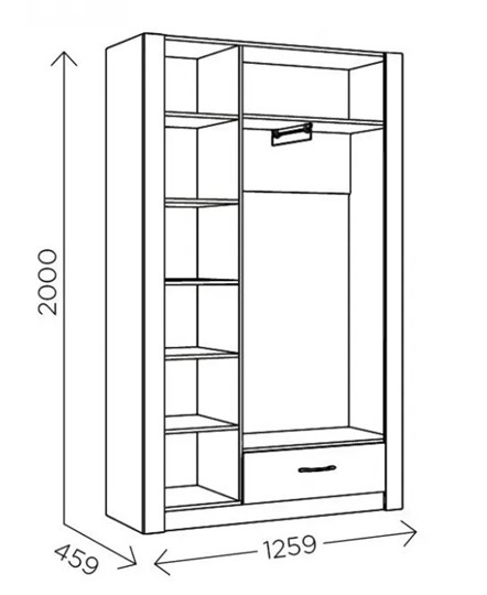 Шкаф гардеробный Ева 5 М2 дуб ирландский/белый матовый в Кунгуре - изображение 2