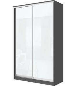 Шкаф 2-х дверный Хит-22-12-22 с цветным стеклом, белое №10, Графит в Перми - предосмотр