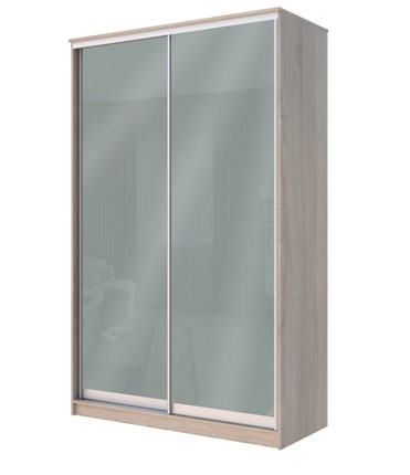 Шкаф 2-х створчатый Хит-22-12/2-22 с цветным стеклом, средне-серый 074, Дуб сонома в Перми - изображение