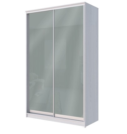 Шкаф 2-х дверный Хит-22-12/2-22 с цветным стеклом, средне-серый 074, Ясень анкор светлый в Перми - изображение