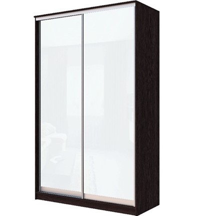 Шкаф 2-х створчатый Хит-22-14-22 с цветным стеклом, белое №10, Венге в Перми - изображение