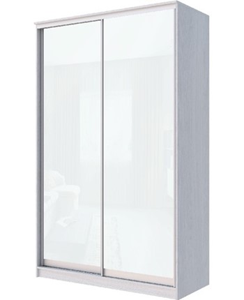 Шкаф 2-х створчатый Хит-22-14-22 с цветным стеклом, белое №10, Ясень анкор светлый в Перми - изображение