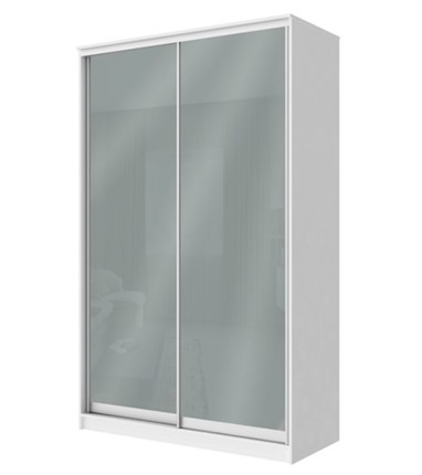 Шкаф 2-х дверный Хит-22-14-22 с цветным стеклом, средне-серый 074, Белый корпус в Перми - изображение