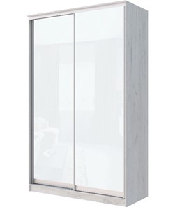 Шкаф 2-х створчатый Хит-22-15-22 с цветным стеклом, белое №10, Дуб крафт белый в Перми - предосмотр