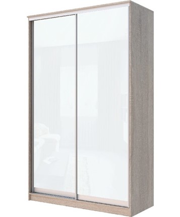 Шкаф 2-х дверный Хит-22-15-22 с цветным стеклом, белое №10, Дуб сонома в Перми - изображение