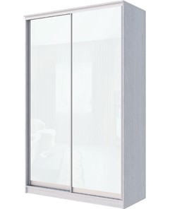 Шкаф 2-х дверный Хит-22-17-22 с цветным стеклом, белое №10, Ясень анкор светлый в Березниках