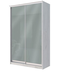 Шкаф 2-х створчатый Хит-22-4-12/2-22 с цветным стеклом, средне-серый 074, Дуб крафт белый в Кунгуре