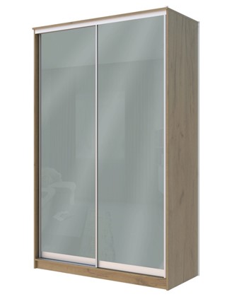 Шкаф 2-х дверный Хит-22-4-12/2-22 с цветным стеклом, средне-серый 074, Дуб крафт золотой в Перми - изображение