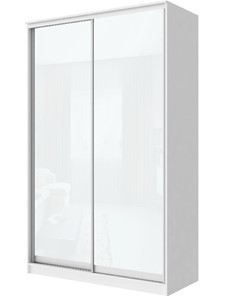 Шкаф 2-х створчатый Хит-22-4-14-22 с цветным стеклом, белое №10, Белый корпус в Перми