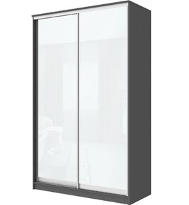 Шкаф 2-х дверный Хит-22-4-14-22 с цветным стеклом, белое №10, Графит в Перми