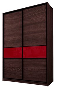 Шкаф 2-х дверный MAX МШ-23-6-16-99, Профиль Черный/Цвет Венге/Стекло с пленкой Oracal бургунди в Перми