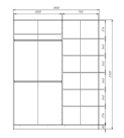 Шкаф 2-х створчатый MAX МШ-23-6-18-11, Профиль Черный/Цвет Серый в Перми - изображение 2