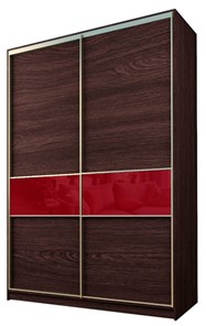 Шкаф 2-х дверный MAX МШ-23-6-18-99, Профиль Золото/Цвет Венге/Стекло с пленкой Oracal бургунди в Перми