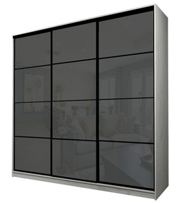 Шкаф 3-х дверный MAX МШ-25-6-24-222, Профиль Черный/Цвет Дуб Крафт белый/Oraclal Темно-серый в Перми - предосмотр