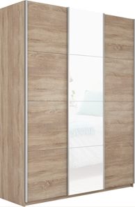 Шкаф 3-х дверный Прайм (ДСП/Белое стекло/ДСП) 1800x570x2300, дуб сонома в Перми - предосмотр