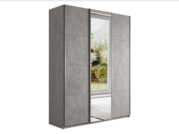 Шкаф трехдверный Прайм (ДСП/Зеркало/ДСП) 1800x570x2300, бетон в Перми - предосмотр