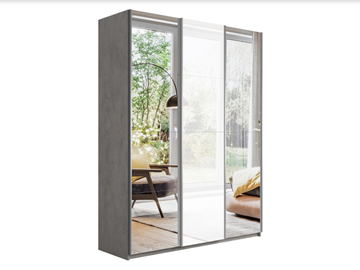 Шкаф Прайм (Зеркало/Белое стекло/Зеркало) 1800x570x2300, бетон в Перми