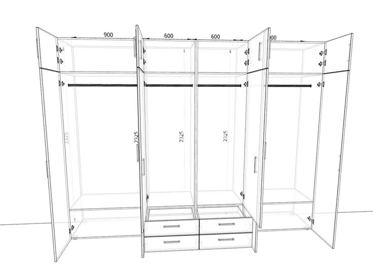 Шкаф распашной 2400х500х2325мм (24004) Белый/Жемчуг/тип 2 в Перми - изображение 1