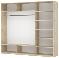 Шкаф 3-х створчатый Прайм (Белое стекло/ДСП/Белое стекло) 2100x570x2300, бетон в Перми - изображение 1