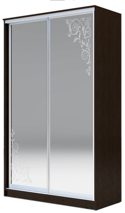 Шкаф 2-х дверный 2200х1200х620 два зеркала, "Орнамент" ХИТ 22-12-66-09 Венге Аруба в Перми - изображение