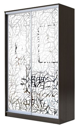 Шкаф-купе 2-х створчатый 2200х1200х620 два зеркала, "Листья" ХИТ 22-12-66-17 Венге в Перми - изображение