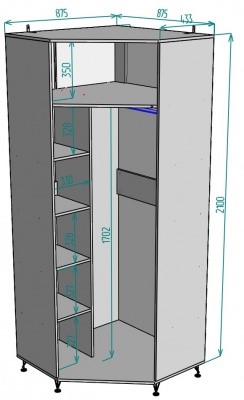 Распашной шкаф угловой Лофт H128, ЯАТ в Перми - изображение 1