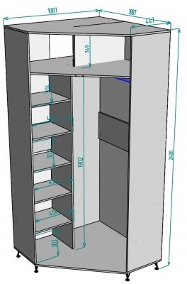 Шкаф распашной угловой Лофт H131, Белый в Перми - изображение 1