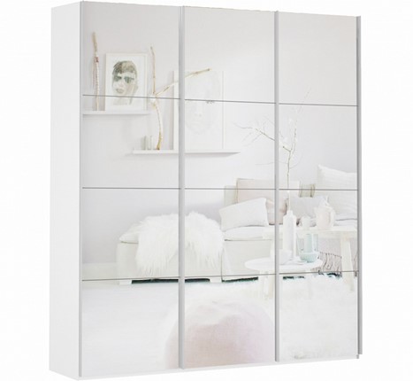 Шкаф 3-х створчатый Прайм (3 зеркало) 1800x570x2300, белый снег в Перми - изображение