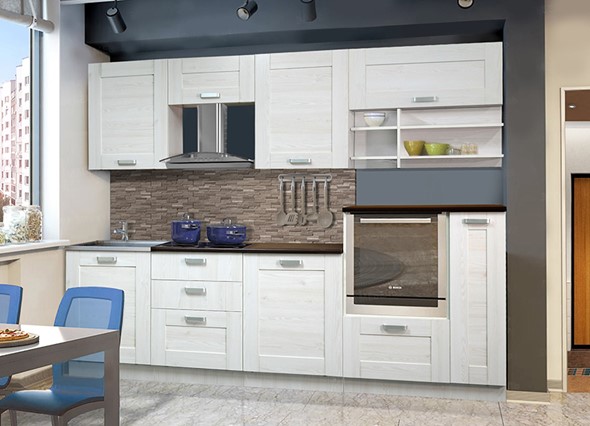 Гарнитур на кухню Квадро 2700, цвет Белая лиственница в Перми - изображение