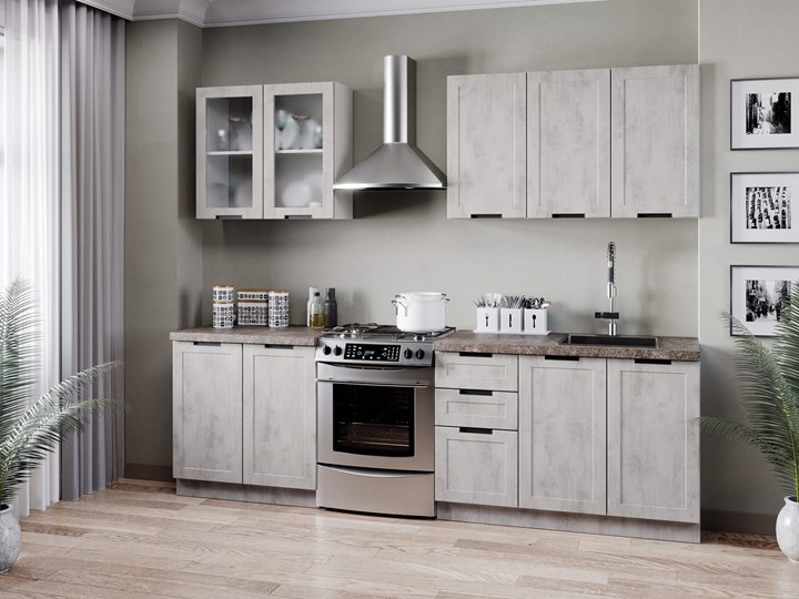 Модульный кухонный гарнитур Джамис 2600, Белый/Белый камень в Перми - изображение