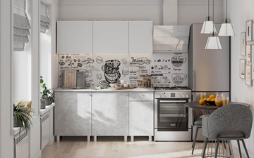 Прямой кухонный гарнитур КГ-1 1600, белый/белый/цемент светлый/антарес в Березниках