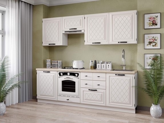 Модульный кухонный гарнитур Марина 2400(Белый/Алебастр) в Перми - изображение