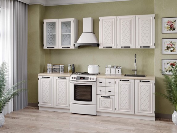 Кухонный гарнитур Марина 2600(Белый/Алебастр) в Перми - изображение