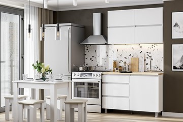 Кухонный гарнитур Токио 1200, белый текстурный/белый текстурный/тростник в Чайковском