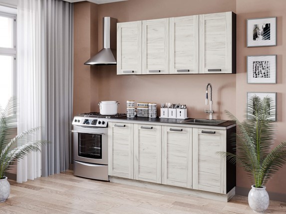 Кухонный гарнитур Винченца 2200 (Чёрный/Дуб крафт белый) в Перми - изображение
