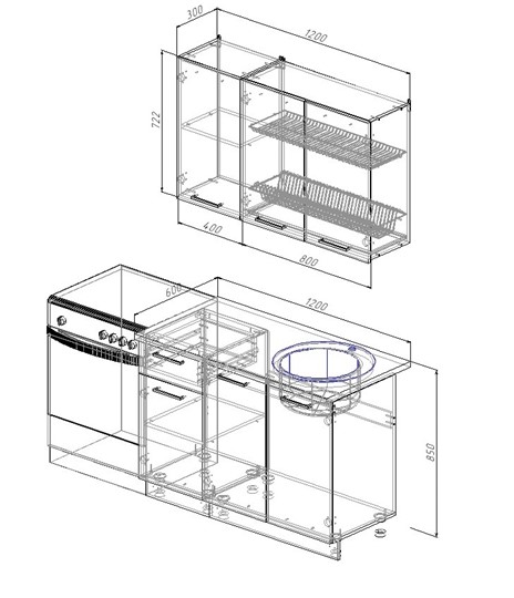 Модульный кухонный гарнитур Бланка-1200 в Соликамске - изображение 1