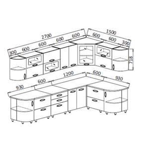 Модульная кухня Мыло 128 2700х1500, цвет Черный/Белый металлик в Перми - предосмотр 2