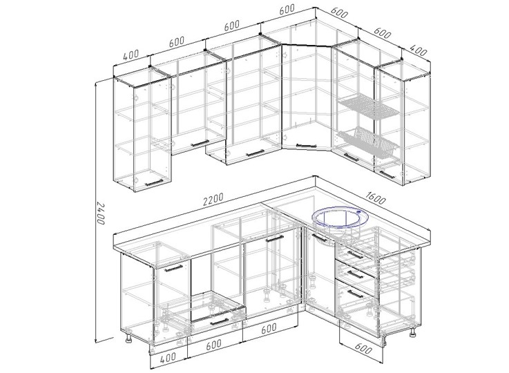 Кухонный угловой гарнитур Вегас-2200х1600 в Перми - изображение 2