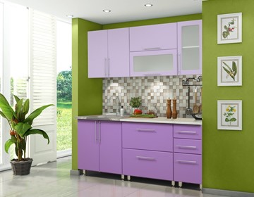Модульная кухня Мыло 224 2000х718, цвет Фиолет/Пастель фиолет в Перми - предосмотр