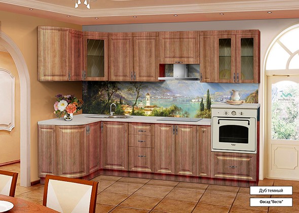 Кухня угловая Веста 1330х2800, цвет Дуб темный в Перми - изображение