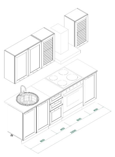 Гарнитур кухонный МК РИВЬЕРА Комплект №7 2,2м ПВХ Белый в Перми - изображение 7