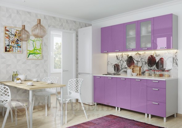 Кухонный гарнитур Модерн, фиолетовый металлик в Перми - изображение