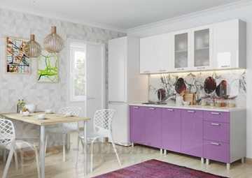 Кухонный гарнитур угловой Модерн, белый глянец/фиолетовый металлик в Соликамске
