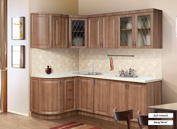 Модульная кухня Веста 1330х2200, цвет Дуб темный в Перми - изображение