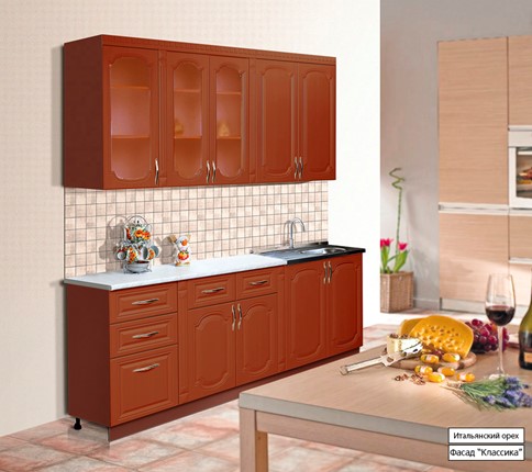 коричневый кухонный гарнитур в интерьере