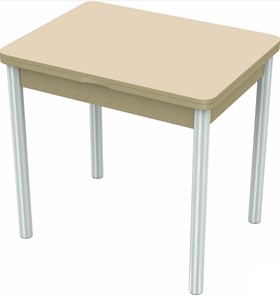 Маленький стол Бари хром №6 (стекло молочное/дуб выбеленный) в Березниках