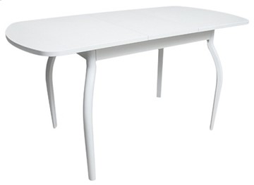 Кухонный стол раскладной ПГ-07 ЛДСП, белый ЛДСП/32 гнутые крашеные металл белый в Перми