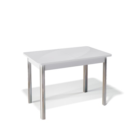 Кухонный стол раскладной Kenner 1100S (Хром/Белый/Стекло белое глянец) в Перми - изображение