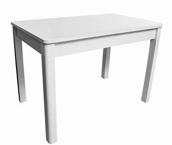 Кухонный стол раздвижной Айсберг-07 СТ1, белое ЛДСП/стекло белое/прямые массив белый в Перми - предосмотр