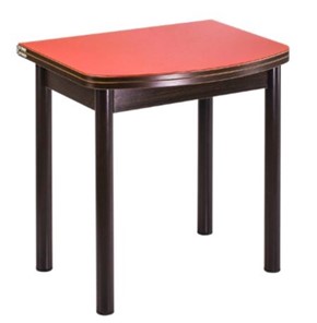Кухонный стол раздвижной СПГ-01 СТ1, венге ЛДСП/стекло оранжевое/38 прямые трубки крашеные коричневый в Перми